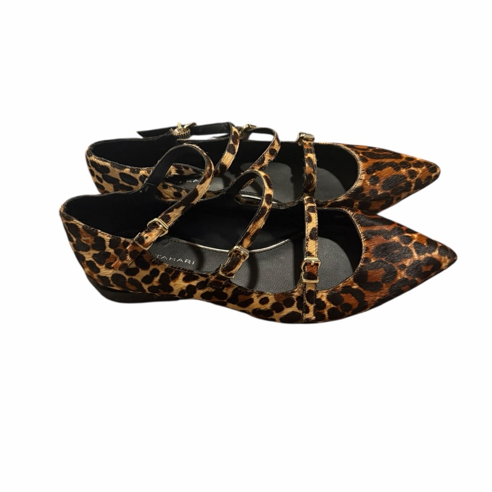 Elie Tahari Leopard Calf Hair Mary Jane Flats Women’s Size 38.5‎